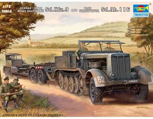 Trumpeter 1/72 Maket Sd.Kfz.9 (18t) Half Track & Sd.Ah.116 Trailer