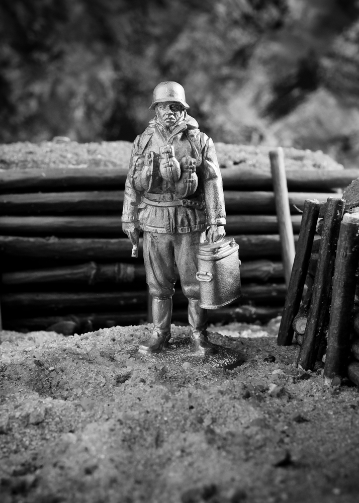 A German soldier with a thermos