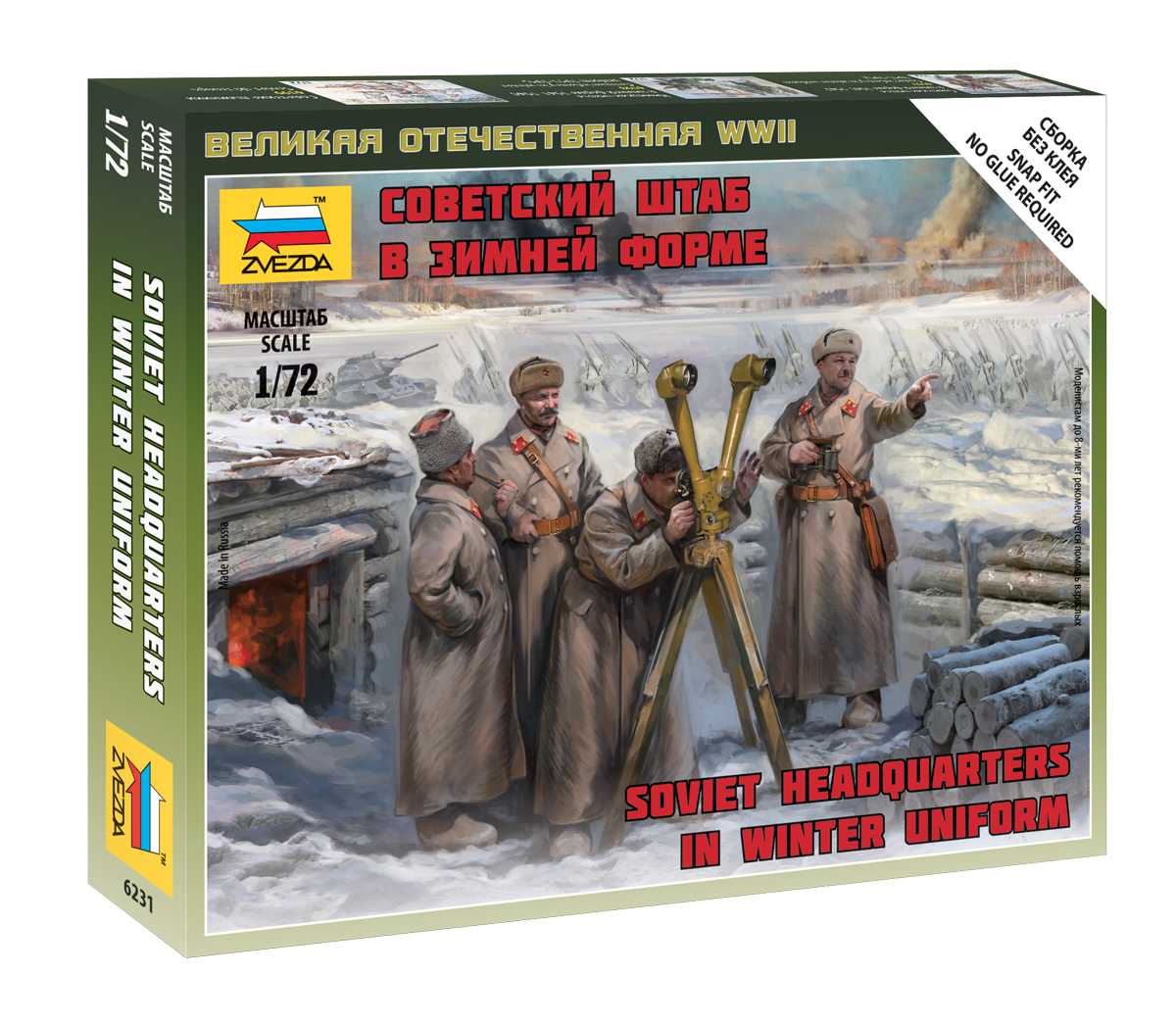 ZVEZDA 1/72 figure WW2 Soviet headquarters in winter uniform