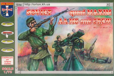 Orion 1/72 Olcek Sovyet Quad Maxim AA MG ve Mürettebat ikinci dünya savaşı