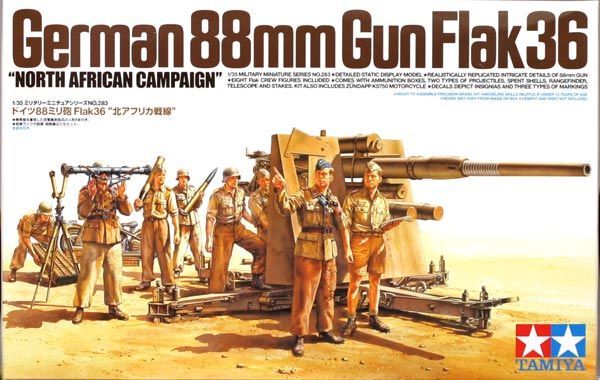 TAMIYA 1/35 Model 88mm Gun Flak 36 Kuzey Afrika