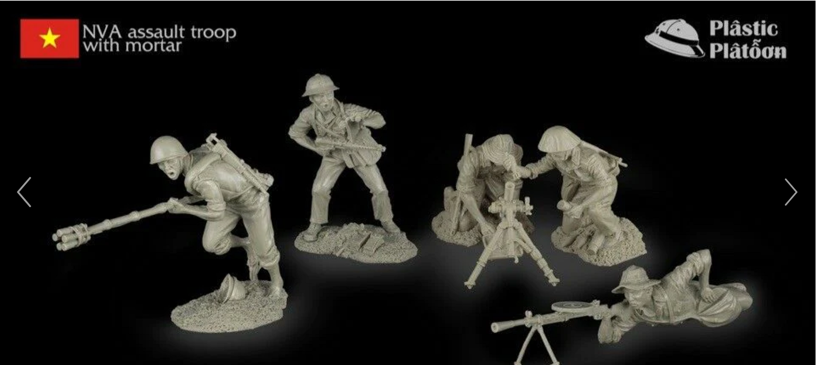 1/32 Figür PLASTIC PLATOON VIETNAM WAR NVA INFANTRY MORTAR WITH CREW