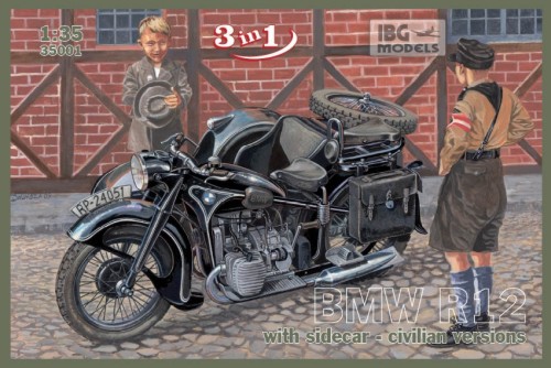 IBG 1/35 Maket BMW R12 with sidecar - civilian version ( 3 in 1)