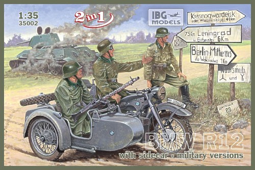 IBG 1/35 Maket BMW R12 with sidecar - military version  ( 2 in 1)