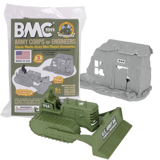 BMC 1/32 Ölçek Plastik Araç Classic Army Corps of Engineers Bulldozer Building Plastic Army Men Playset