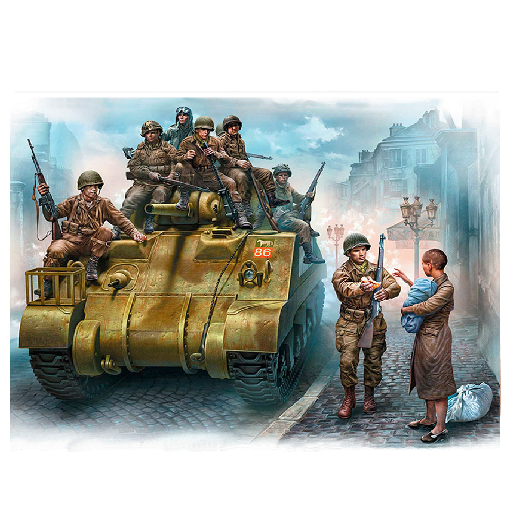 MASTER BOX 1/35 figure The 101st light company. US Paratroopers & British Tankman, France, 1944