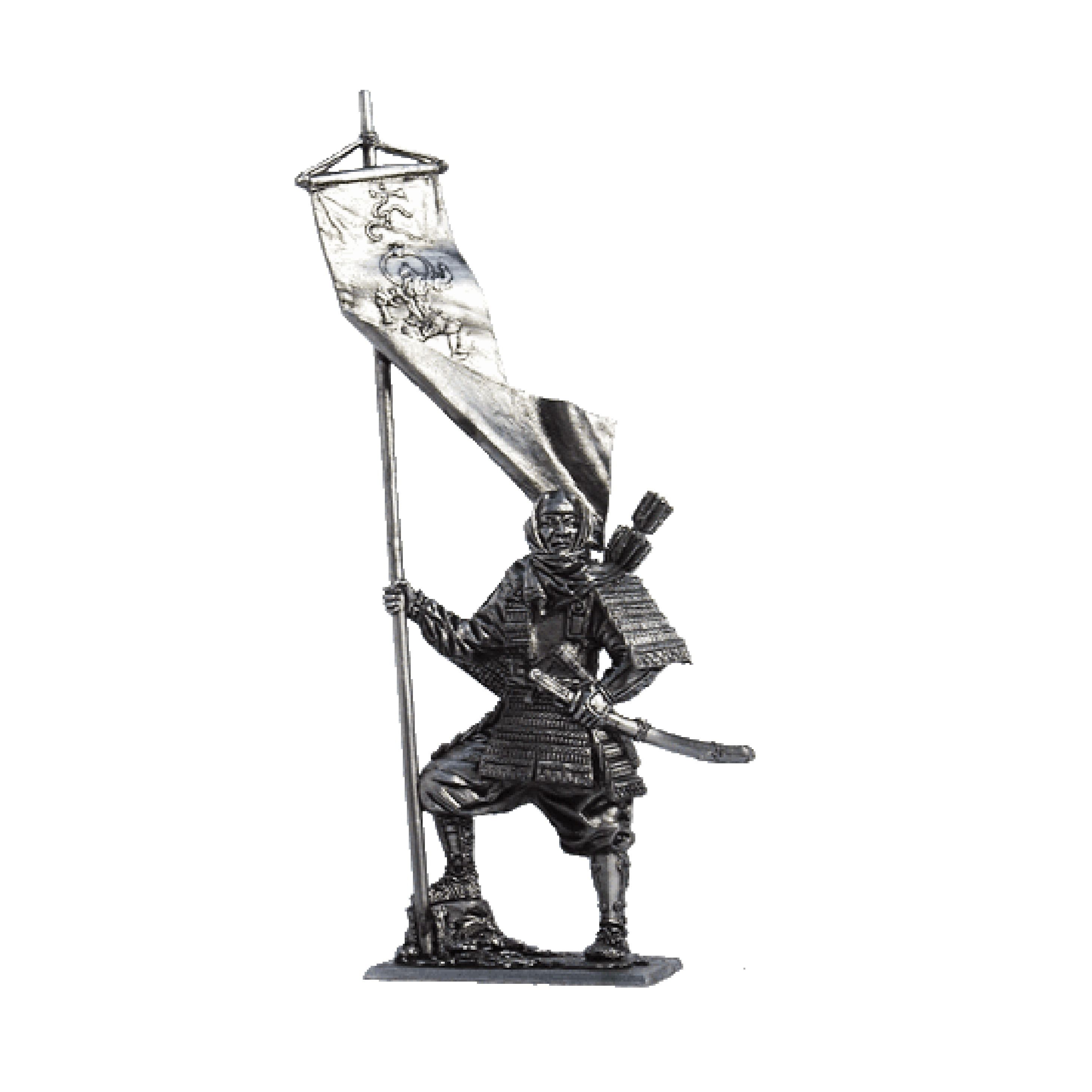 Japanese warrior monk with flag, 1185