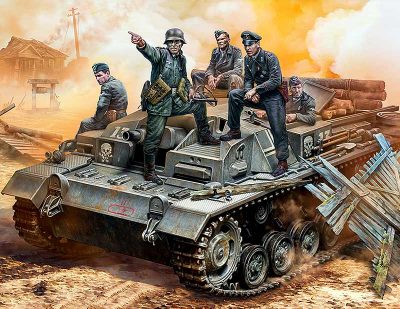 Masterbox 1/35 Figür German StuG III Crew. WW II era. Their position is behind that forest!