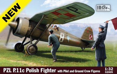 IBG 1/32 Model PZL P.11c Polish Fighter with Pilot and Ground Crew Figures