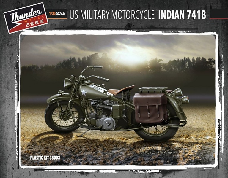 Thunder Model 1/35 Maket US Military Motorcycle Indian 741B