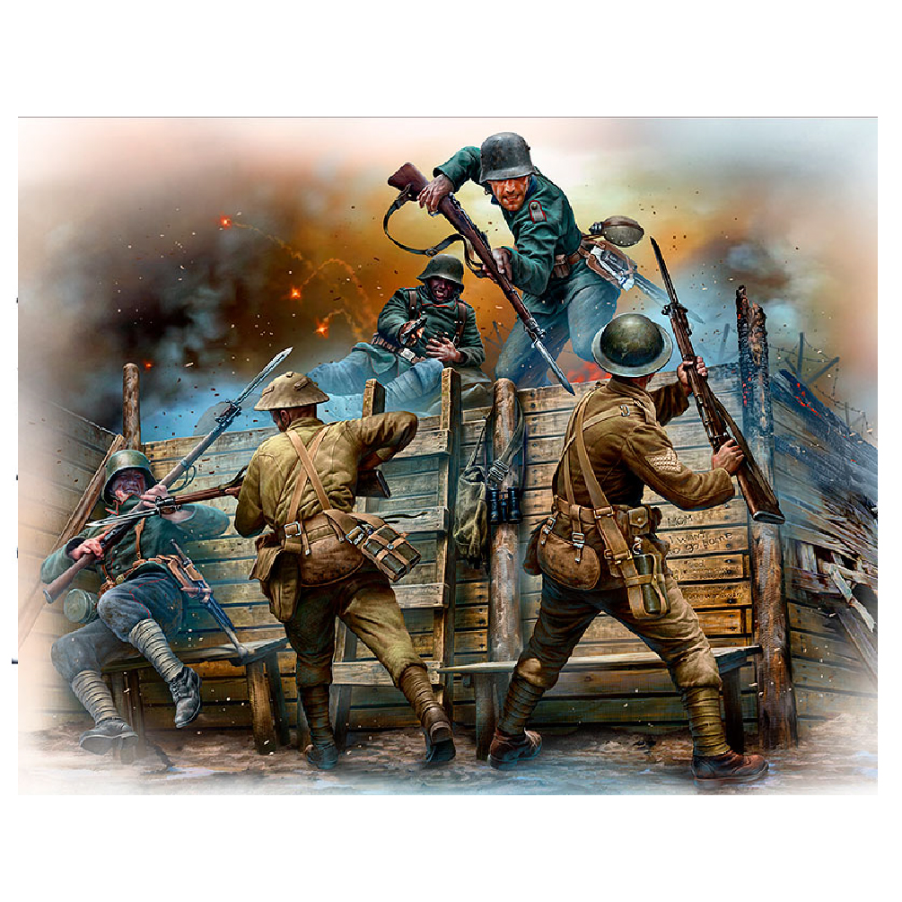 MASTER BOX 1/35 figure  Dövüş - Alman ve İngiliz piyade adamları, I. Dünya Savaşı
